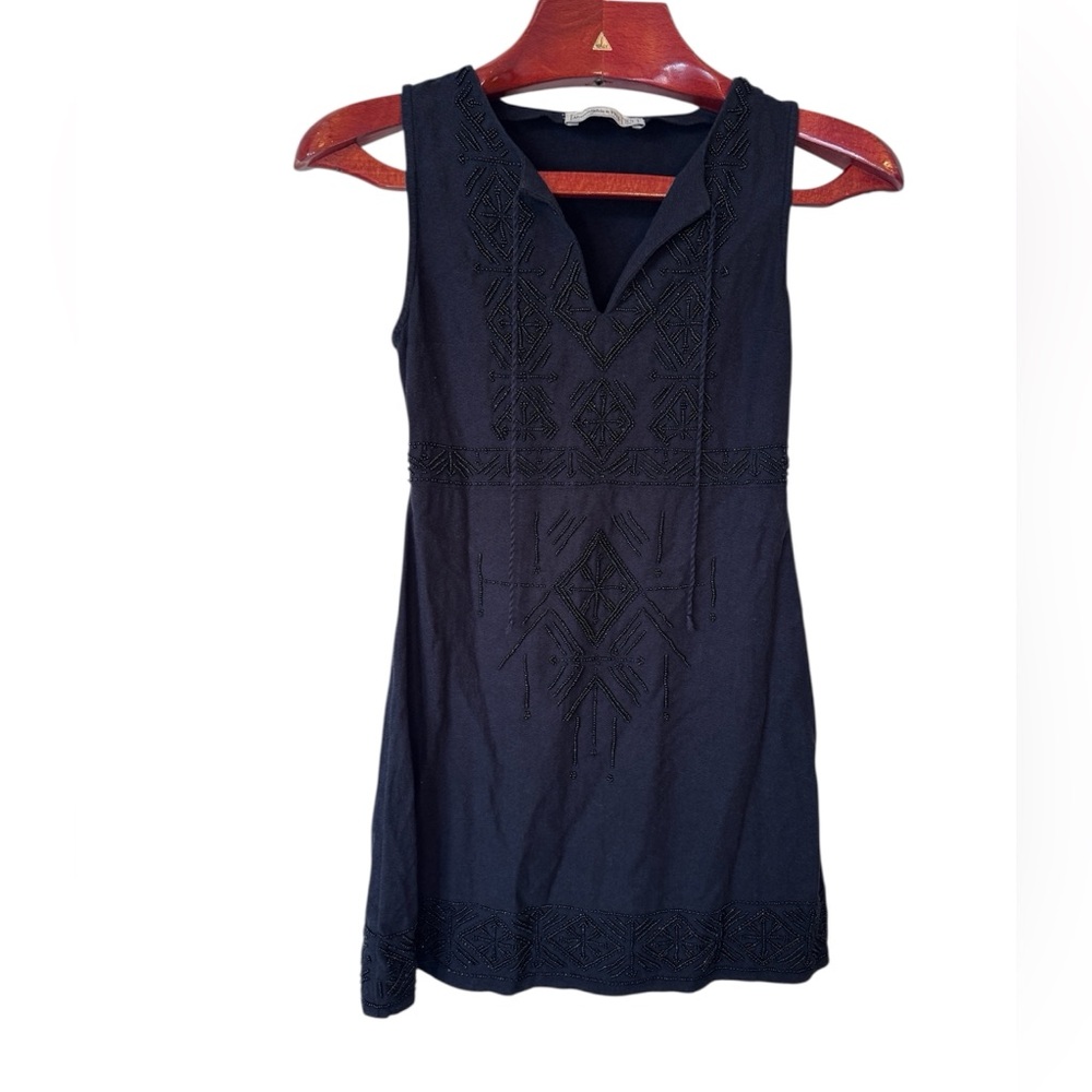 Abercrombie & Fitch Dress Black Beaded Tassel Shift Sleeveless Dress Boho